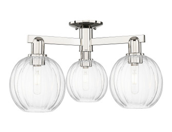 Arcadia Three Light Semi-Flush Mount in Polished Nickel (405|716-3F-PN-G458-7CL)