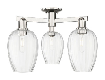 Arcadia Three Light Semi-Flush Mount in Polished Nickel (405|716-3F-PN-G457-6CL)