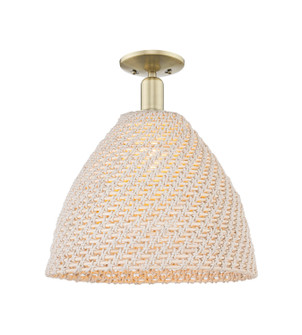 Arcadia One Light Semi-Flush Mount in Antique Brass (405|716-1C-AB-NBD-16-NAT)