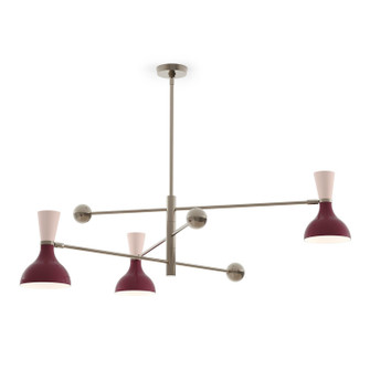 Clare Three Light Pendant in Polished Nickel w/Sugar Plum, Rose Water Painted (165|SM11RW)