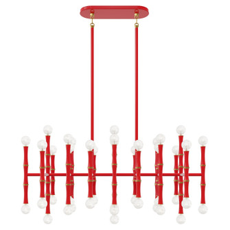 Kane 42 Light Chandelier in Ruby Red w/Modern Brass (165|RR77)