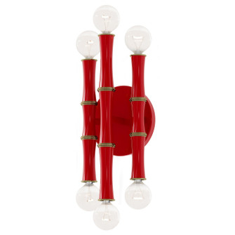 Kane Six Light Wall Sconce in Ruby Red w/Modern Brass (165|RR75)