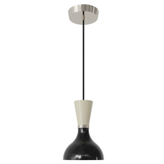 Clare One Light Pendant in Polished Nickel w/Obsidian, Bone Painted (165|OS02BN)