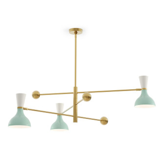 Clare Three Light Pendant in Modern Brass w/Mint, Lily Painted (165|MN10LY)