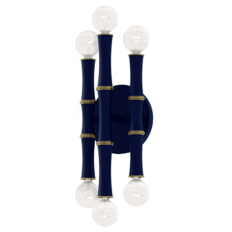 Kane Six Light Wall Sconce in Matte Midnight Blue w/Modern Brass (165|MMB75)