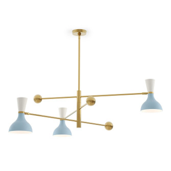 Clare Three Light Pendant in Modern Brass w/Baby Blue, Lily Painted (165|BB10LY)