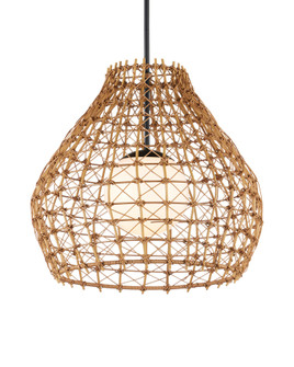 Bly Outdoor Pendant One Light Pendant in Natural / Black / Frosted White (142|9500-0014)