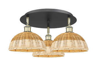Ballston Three Light Semi-Flush Mount in Black Antique Brass (405|516-3C-BAB-NBD2-9-NAT)
