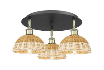 Ballston Three Light Semi-Flush Mount in Black Antique Brass (405|516-3C-BAB-NBD2-75-NAT)