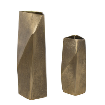 GeoForm Vases Set/2 in Antique Brass (52|18310)
