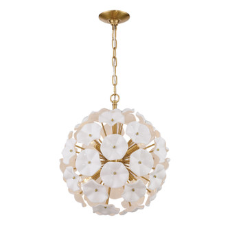 Esme Six Light Chandelier in Aged Brass (60|ESM-4005-AG-WH)
