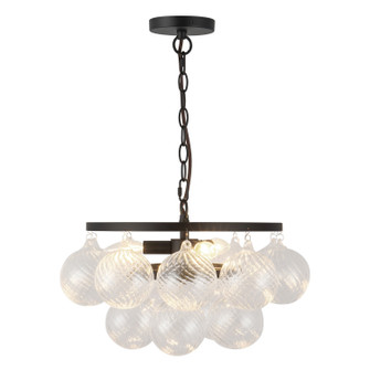 Faye Three Light Chandelier in Matte Black/Clear Ribbed Glass (452|CH654318MBRC)
