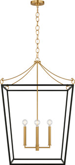 Carlyle Four Light Lantern in Midnight Black | Burnished Brass (454|KSC1204MBK)