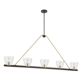 Noellea Five Light Linear Chandelier in Dark Bronze (7|12727-796)