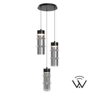 Kanister LED Chandelier in Black/Smoke Glass (34|PD413603R-TWA-BKSM)