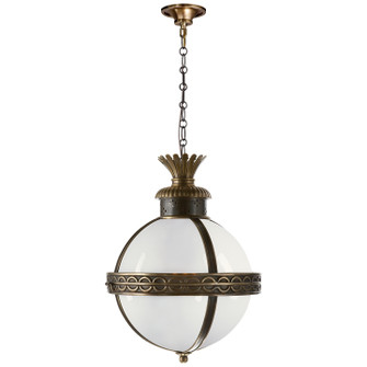 Crown Top Globe Three Light Lantern in Bronze w/ Antique Brass (268|CHC 2111BZ/AB-WG)
