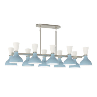Clare Ten Light Chandelier in Polished Nickel w/Baby Blue, Lily Painted (165|BB21LY)