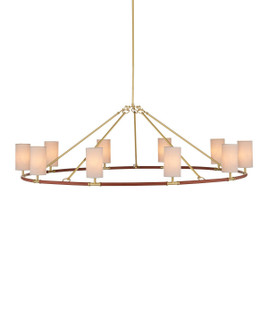 Ellerston Ten Light Chandelier in Saddle Brown/Brushed Brass (142|9000-1350)