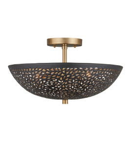 Jali Three Light Semi-Flush Mount in Black / Brass Antique (142|9000-1455)