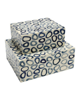 Ovoid Box Set of 2 in White / Blue (142|1200-1134)