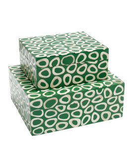 Ovoid Box Set of 2 in Green / White (142|1200-1133)