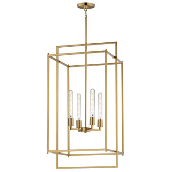 Gridline Four Light Pendant in Natural Aged Brass (16|10413NAB)