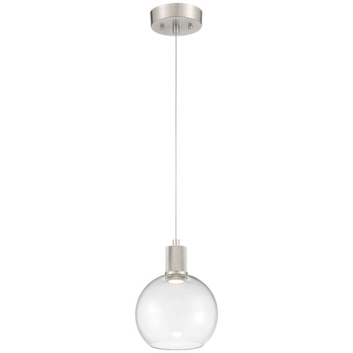 Port Nine Burgundy LED Pendant in Brushed Steel (18|63142LEDD-BS/CLR)
