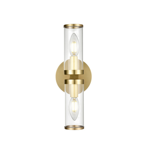 Revolve Two Light Wall Sconce in Clear Glass/Natural Brass (452|WV309002NBCG)