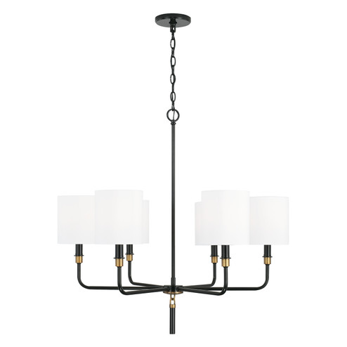 Beckham Six Light Chandelier in Glossy Black and Aged Brass (65|441961YA-702)