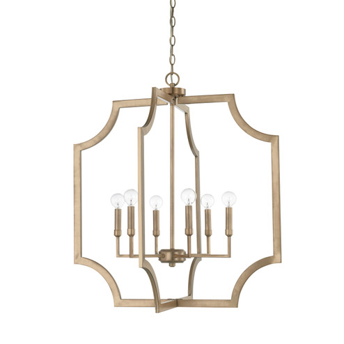Lesley Six Light Foyer Pendant in Aged Brass (65|526161AD)