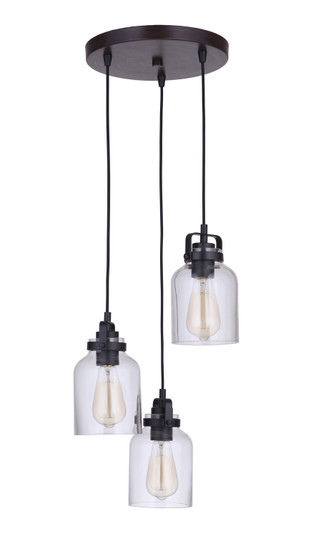 Foxwood Three Light Pendant in Flat Black / Dark Teak (46|53692-FBDT)