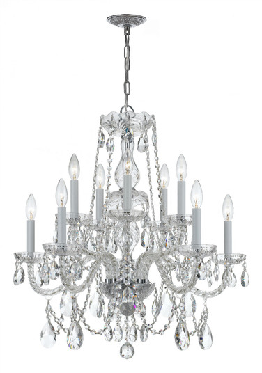 Traditional Crystal Ten Light Chandelier in Polished Chrome (60|1130-CH-CL-MWP)