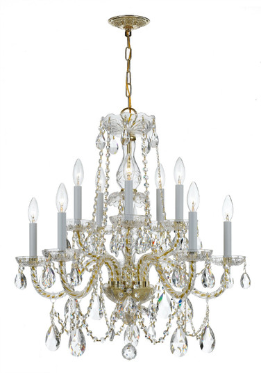 Traditional Crystal Ten Light Chandelier in Polished Brass (60|1130-PB-CL-MWP)
