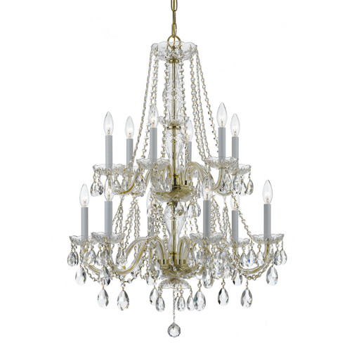 Traditional Crystal 12 Light Chandelier in Polished Brass (60|1137-PB-CL-S)