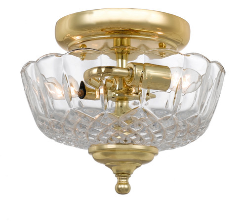 Ceiling Mount Two Light Semi Flush Mount in Polished Brass (60|55-SF-PB)