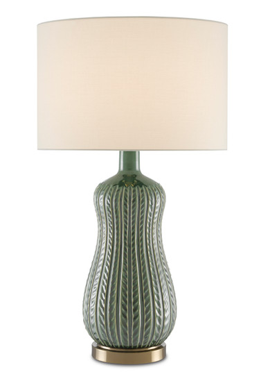 Mamora One Light Table Lamp in Green/Antique Brass (142|6000-0673)