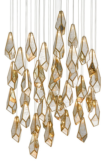 Glace 36 Light Pendant in Painted Silver/Antique Brass (142|9000-0708)
