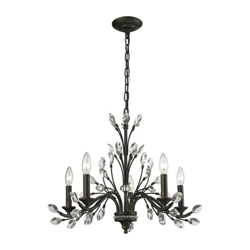 Crystal Branches Five Light Chandelier in Burnt Bronze (45|11775/5)