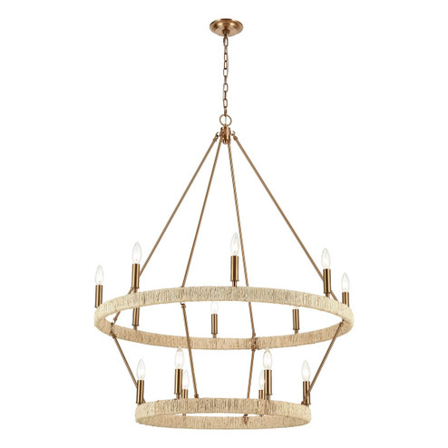 Abaca 14 Light Chandelier in Satin Brass (45|32418/8+6)