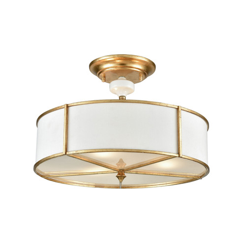 Ceramique Three Light Semi Flush Mount in Antique Gold Leaf (45|33052/3)