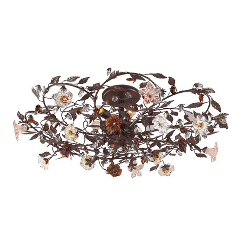 Cristallo Fiore Six Light Flush Mount in Deep Rust (45|7047/6)