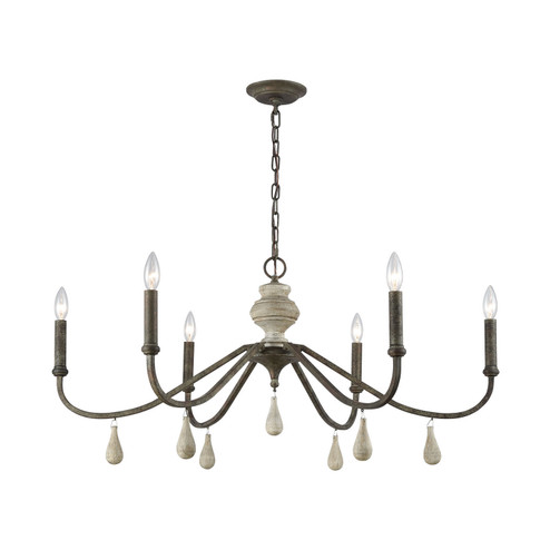 French Connection Six Light Chandelier in Malted Rust (45|D3871)