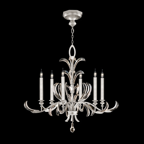 Beveled Arcs Six Light Chandelier in Silver Leaf (48|739140-SF4)