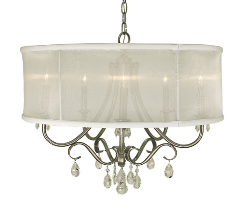 Liebestraum Five Light Chandelier in Brushed Nickel with Sheer White Shade (8|1236 BN/SWH)