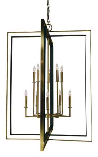 Symmetry Ten Light Foyer Chandelier in Antique Brass with Matte Black (8|4868 AB/MBLACK)