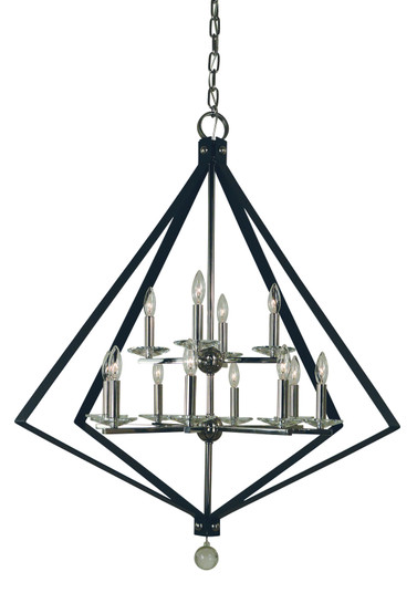 Ice 12 Light Chandelier in Polished Nickel with Matte Black Accents (8|4922 PN/MBLACK)
