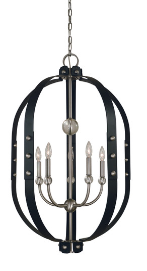 Urban Craftsman Five Light Chandelier in Brushed Nickel/Matte Black (8|5315 BN/MBLACK)