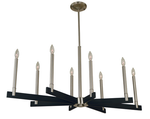 Jessica Eight Light Chandelier in Brushed Nickel/Matte Black (8|5352 BN/MBLACK)