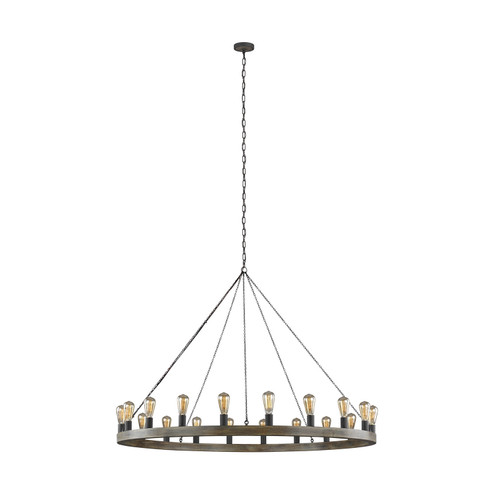 Avenir 20 Light Chandelier in Weathered Oak Wood / Antique Forged Iron (454|F3933/20WOW/AF)
