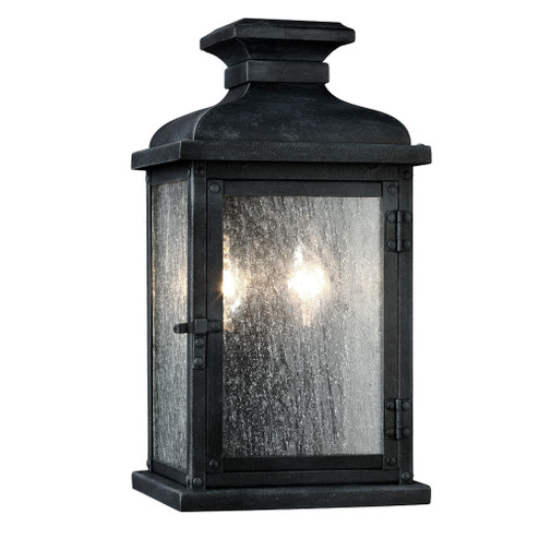 Pediment Two Light Lantern in Dark Weathered Zinc (454|OL11100DWZ)